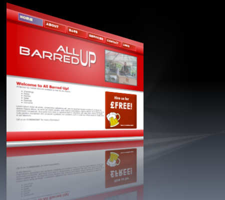 The All Barred Up website, mobile bar hire across Wales, The Midlands and The South West